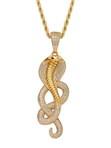 Brass Cubic Zirconia Cobra Hip Hop Necklace