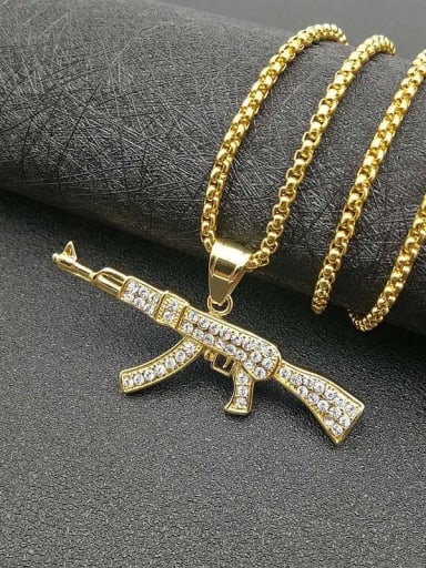 Gold Necklace Titanium Gun Rhinestone Irregular Hip Hop Necklace For Men