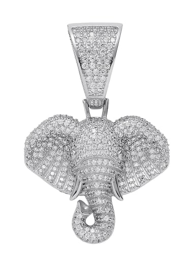 Brass Cubic Zirconia Elephant Hip Hop Necklace
