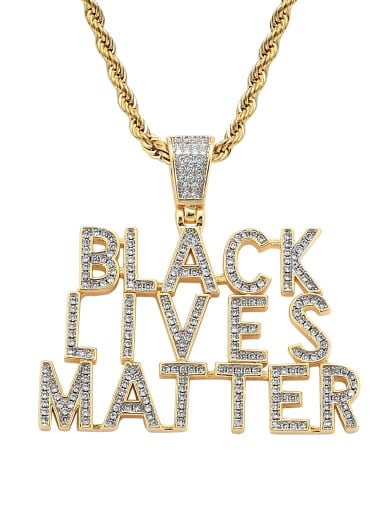 Gold +stainless steel twist chain Brass Cubic Zirconia Letter Hip Hop Necklace