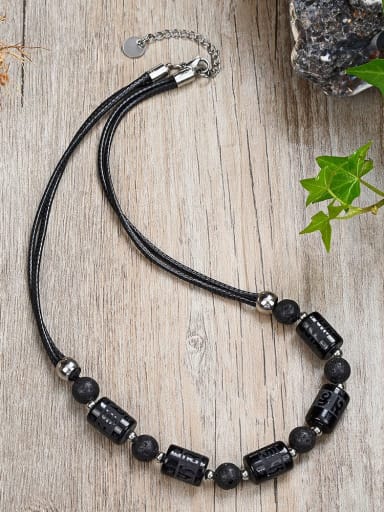 4 45 Stainless steel Natural Stone Irregular Bohemia Beaded Necklace