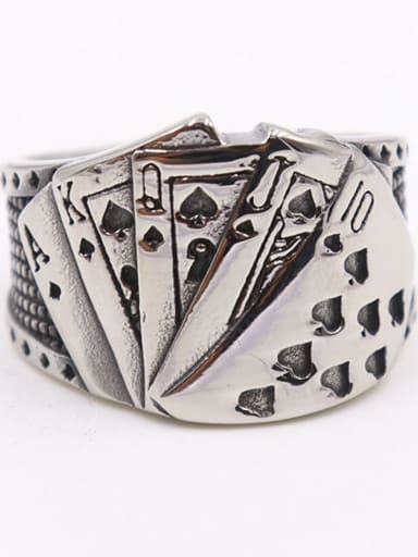 Titanium poker Vintage Band Ring