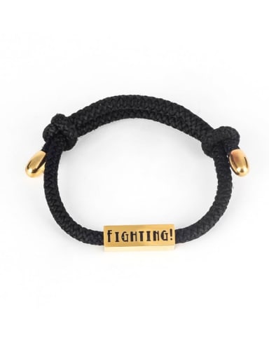 Black rope gold Titanium Steel Geometric Ethnic Adjustable Bracelet