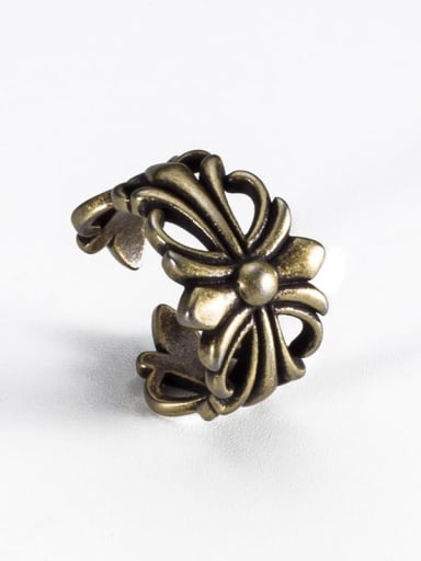 Bronze Titanium Steel Flower Vintage Band Ring