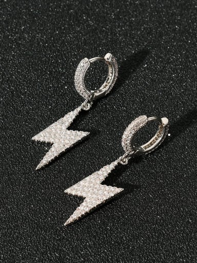 Silver pair Brass Cubic Zirconia Lightning Trend Drop Earring