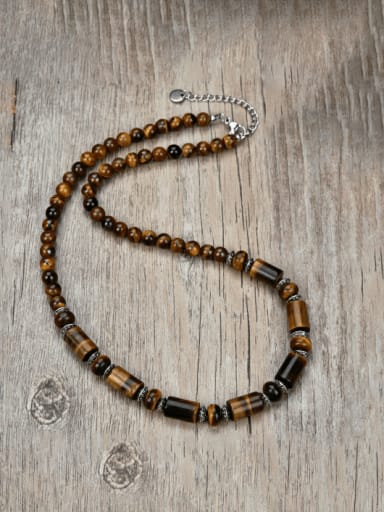 Stainless steel Natural Stone Irregular Hip Hop Beaded Necklace