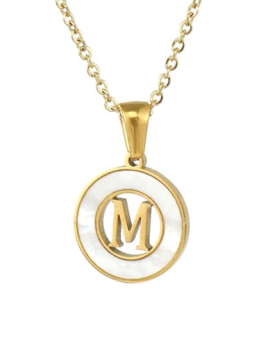 Stainless steel Shell Letter Minimalist Round Pendant Necklace