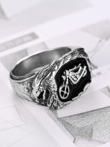 Stainless steel Motorcycle Geometric Vintage Band Ring