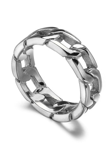 Steel color Titanium Steel  Hollow Chain Vintage Band Ring