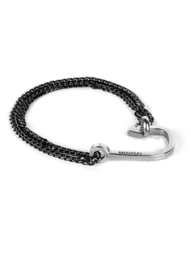 Steel fishhook black chain Titanium Steel Irregular Hip Hop Link Bracelet