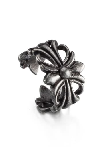 Titanium Steel Flower Vintage Band Ring