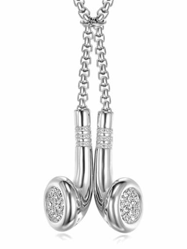 Titanium Steel Rhinestone Round Minimalist Necklace For Men