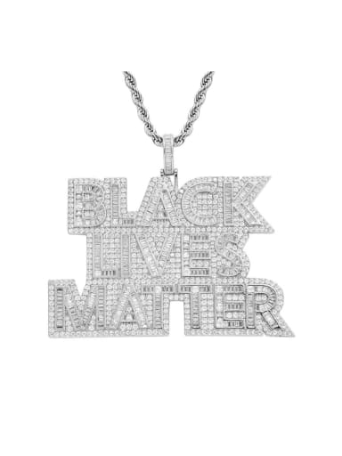 steel color+ stainless steel twist chain Brass Cubic Zirconia Letter Hip Hop Necklace
