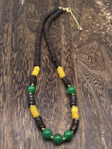 Dongling Jade Yellow Dongling Stainless steel Natural Stone Irregular Bohemia Beaded Necklace
