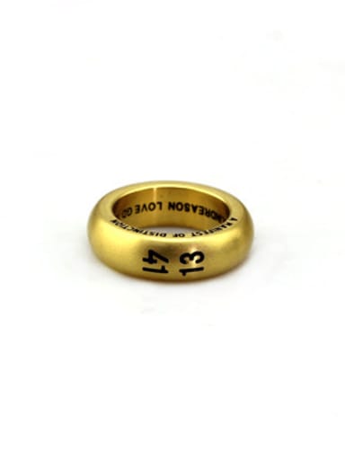 Gold (size 7) Titanium Steel Number Vintage Band Ring