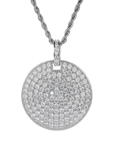 platinum Brass Cubic Zirconia Round Trend Necklace