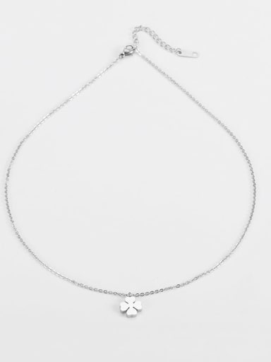 Titanium Minimalist Clover  Pendant Link Necklace