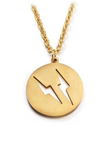 golden Titanium Steel Round Hip Hop Necklace