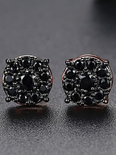 Rose gold t02h07 Copper Cubic Zirconia Round Hip Hop Stud Earring