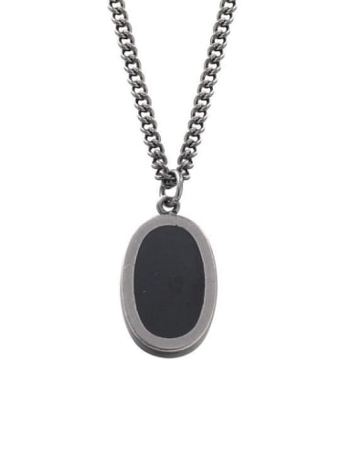 Ancient  with black (oval) Titanium Steel Acrylic Geometric Hip Hop Necklace