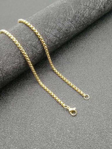 Gold 3mm 60cm Chain Stainless steel Round Cubic Zirconia Trend Pendant