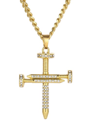 Alloy Cubic Zirconia Cross Hip Hop Necklace
