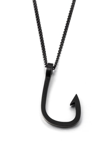 Black (chain length 66cm) Titanium Steel Irregular Minimalist Long Strand Necklace