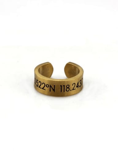 Gold (size 6) Titanium Steel Number Vintage Band Ring