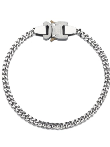 Steel buckle Titanium Steel Hollow Geometric Chain Hip Hop Necklace