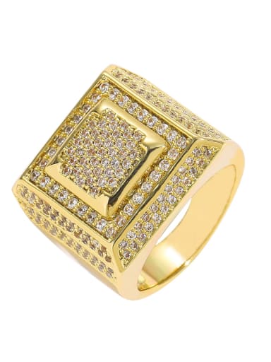 golden Brass Cubic Zirconia Geometric Dainty Band Ring