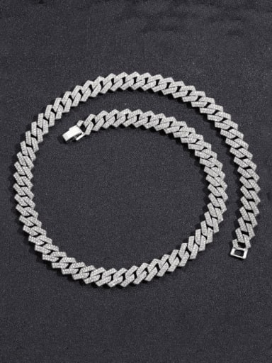steel (11mm wide) Alloy Cubic Zirconia Geometric Hip Hop Necklace