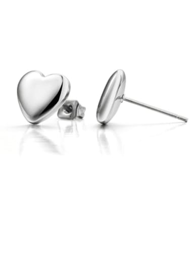 Steel color Titanium Steel  Smooth Heart Minimalist Stud Earring