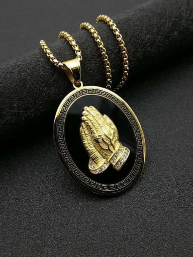 Gold chain+3mm*61cm Titanium Steel Religious Vintage Regligious Necklace For Men
