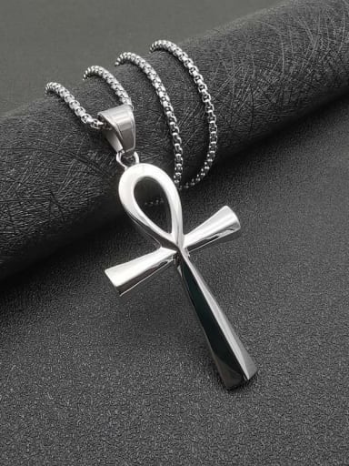 Titanium Steel Smooth Cross Vintage Necklace For Men