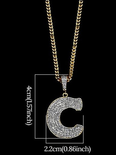 C 24in 60cmT20B03 Brass Cubic Zirconia Letter Hip Hop Initials Necklace