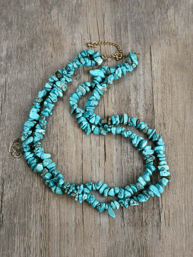 2 Stainless steel Natural Stone Irregular Bohemia Beaded Necklace