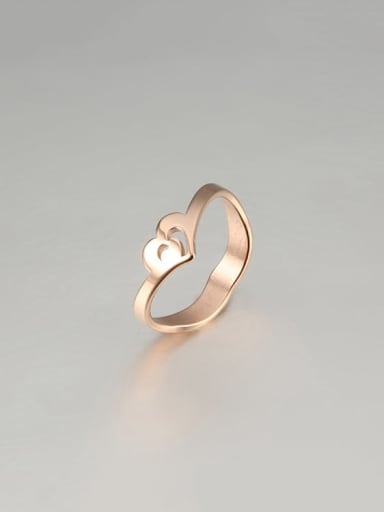 Titanium Steel Hollow Heart Minimalist Band Ring