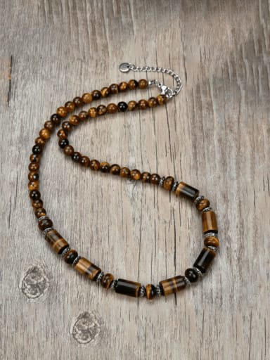 1 Stainless steel Natural Stone Irregular Hip Hop Beaded Necklace