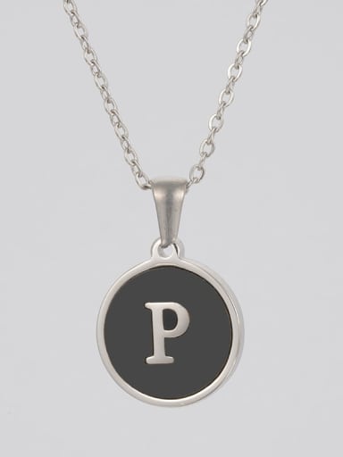 Stainless steel Acrylic Letter Minimalist Round Pendant Necklace