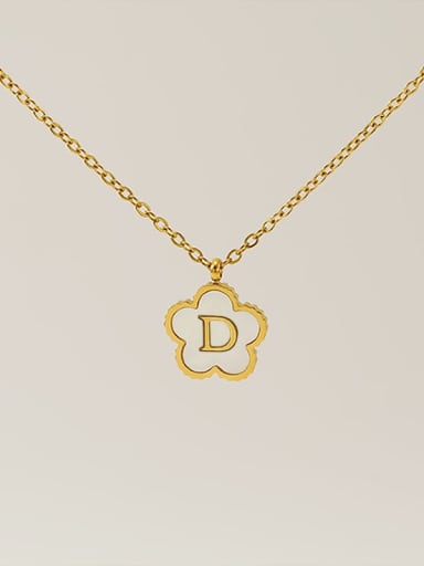 ZXG1527 letter D Stainless steel Shell Clover Minimalist Necklace