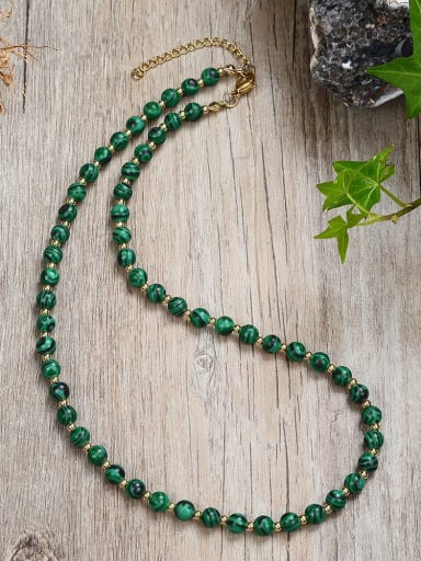2 45cm Stainless steel Natural Stone Bohemia Beaded Necklace