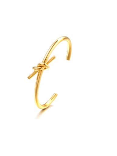 golden Titanium Steel Heart Knot Minimalist Cuff Bangle
