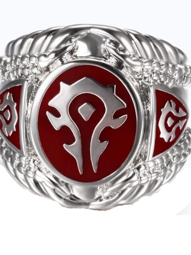Stainless steel Vintage Warcraft logo Band Ring