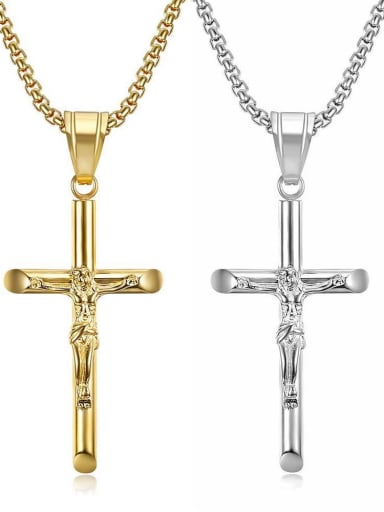 Titanium Rhinestone Cross Hip Hop Necklace For Men