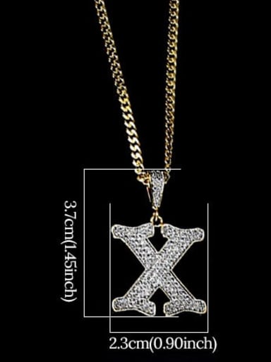 Brass Cubic Zirconia Letter Hip Hop Initials Necklace