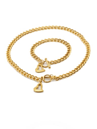 Stainless steel Heart Hip Hop Hollow Chain Necklace