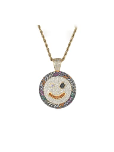 Brass Cubic Zirconia Smiley Dainty Necklace