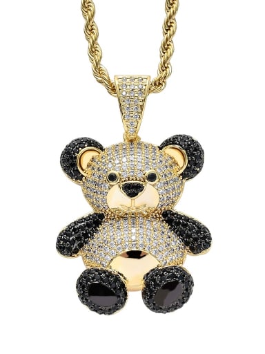 custom Brass Cubic Zirconia Panda Hip Hop Necklace