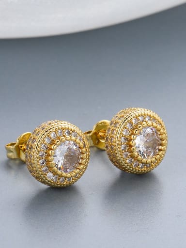 Golden pair Brass Cubic Zirconia Round Dainty Stud Earring