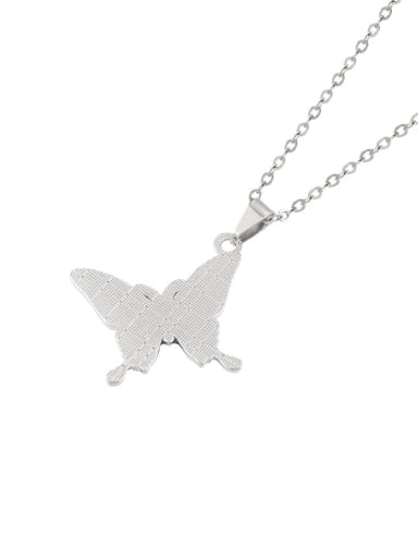 Titanium Steel Enamel Butterfly Minimalist Necklace